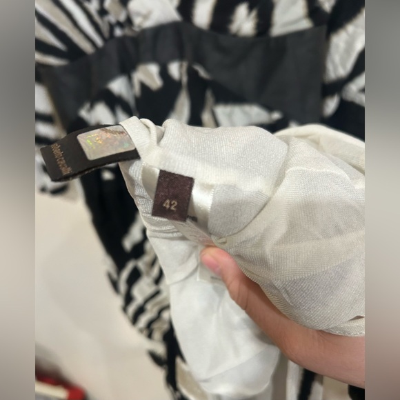 Roberto Cavalli Monochrome Printed Jersey Leather Detailed Draped Dress Sz IT 42 - Picture 4 of 5